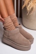 CIZME BEJ PIELE NATURALA INTOARSA 1S77250