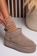 CIZME BEJ PIELE NATURALA INTOARSA 1S77250
