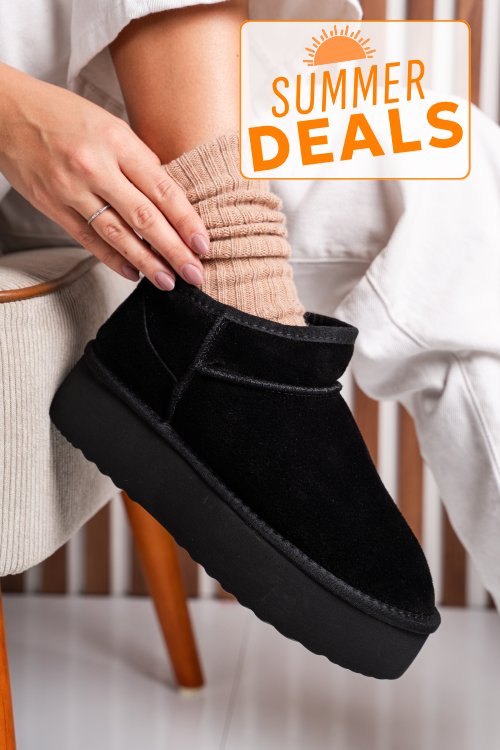 Cizme negre piele naturala intoarsa 1s77250
