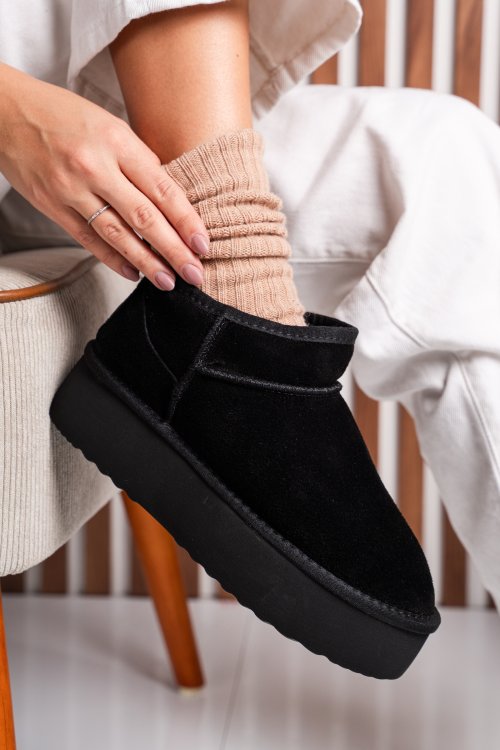 Cizme negre piele naturala intoarsa 1s77250