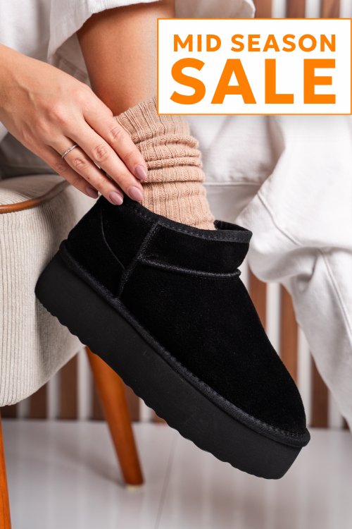 Cizme negre piele naturala intoarsa 1s77250