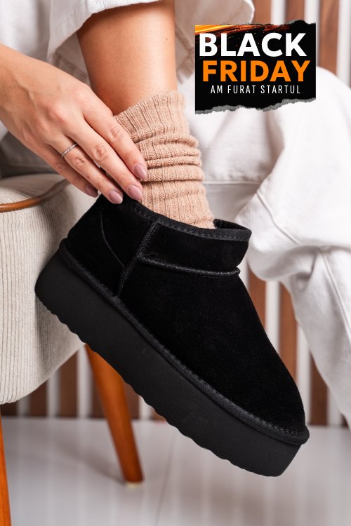 Cizme negre piele naturala intoarsa 1s77250