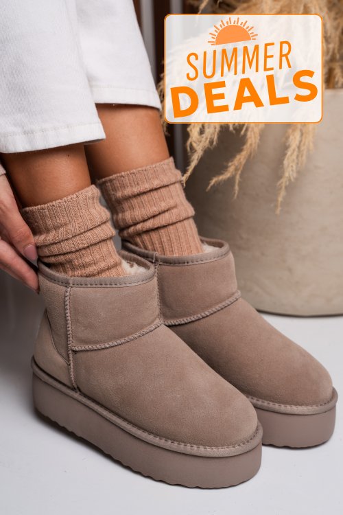 Cizme bej piele naturala intoarsa 1s77251