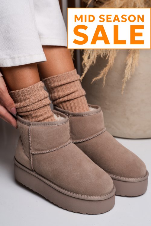Cizme bej piele naturala intoarsa 1s77251