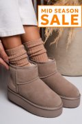CIZME BEJ PIELE NATURALA INTOARSA 1S77251
