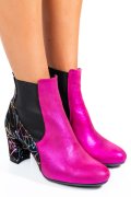 BOTINE DAMA PIELE NATURALA INTOARSA NEGRU FUCHSIA 7S7770