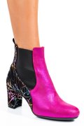 BOTINE DAMA PIELE NATURALA INTOARSA NEGRU FUCHSIA 7S7770