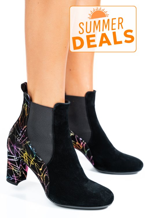 Botine dama piele naturala intoarsa negre color 7s7770