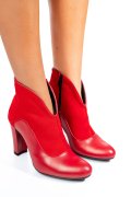 BOTINE ROSII PIELE NATURALA INTOARSA 7S7790