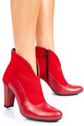 BOTINE ROSII PIELE NATURALA INTOARSA 7S7790