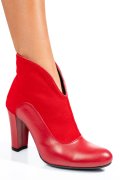 BOTINE ROSII PIELE NATURALA INTOARSA 7S7790