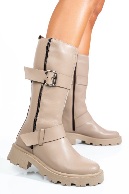 Ghete bej piele naturala 242845np