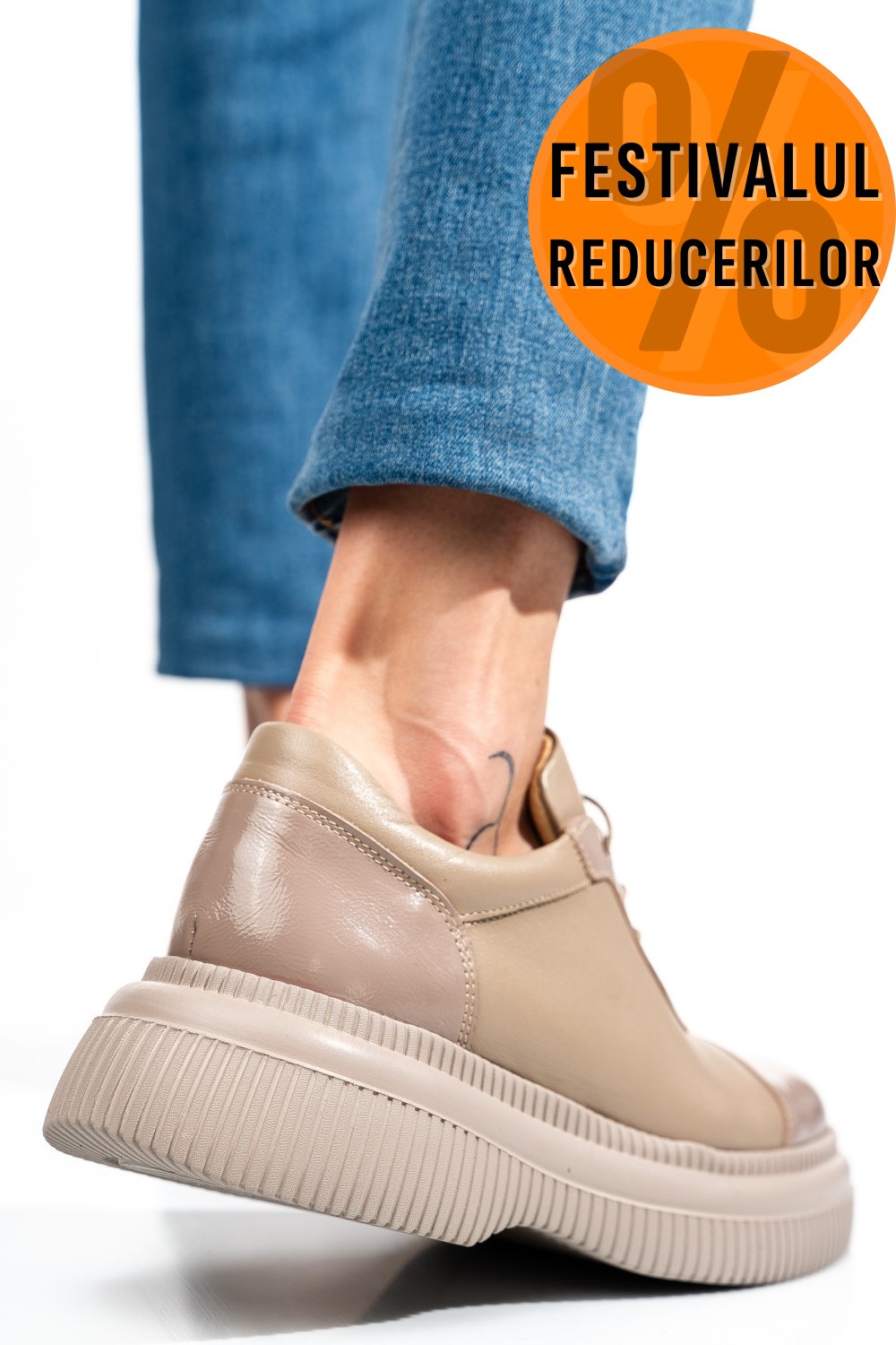 PANTOFI BEJ PIELE NATURALA  251621NP/NPK