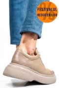 PANTOFI BEJ PIELE NATURALA  251621NP/NPK