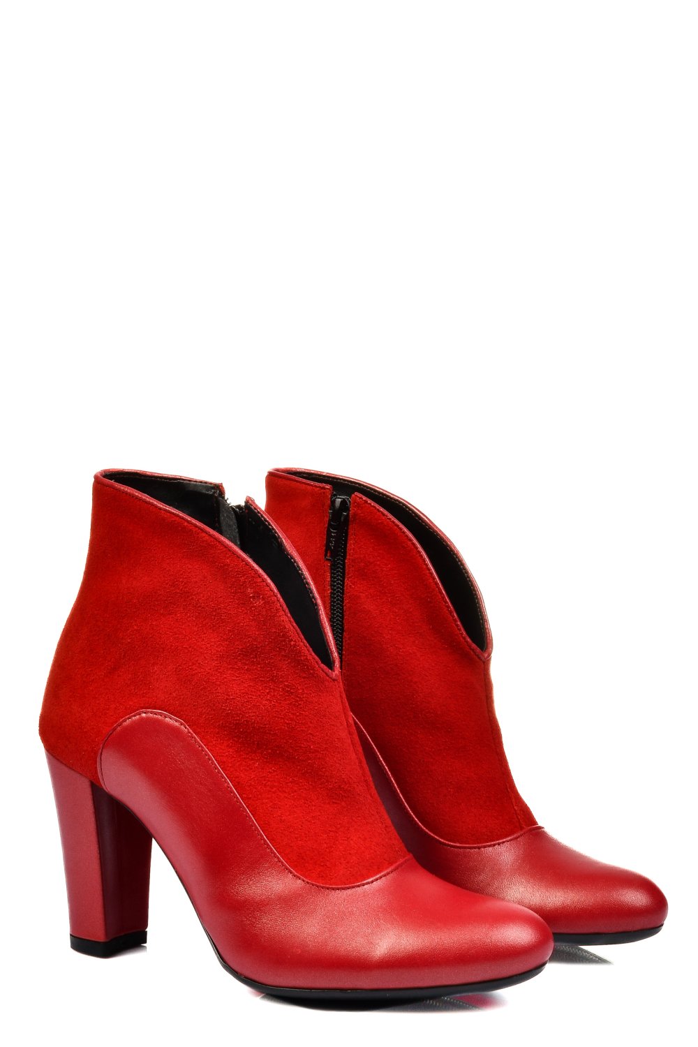 BOTINE ROSII PIELE NATURALA INTOARSA 7S7790