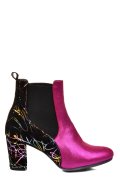 BOTINE DAMA PIELE NATURALA INTOARSA NEGRU FUCHSIA 7S7770