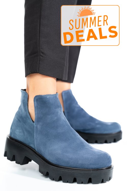 Ghete albastre piele naturala intoarsa 0s7724