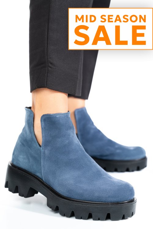 Ghete albastre piele naturala intoarsa 0s7724
