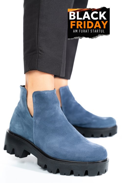 Ghete albastre piele naturala intoarsa 0s7724