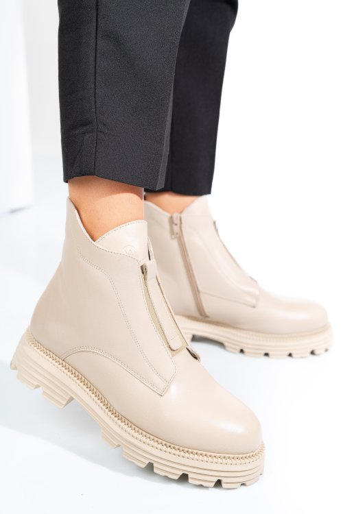 Ghete dama imblanite piele naturala bej 4s7723