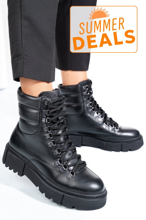 Ghete negre piele naturala 4s7762