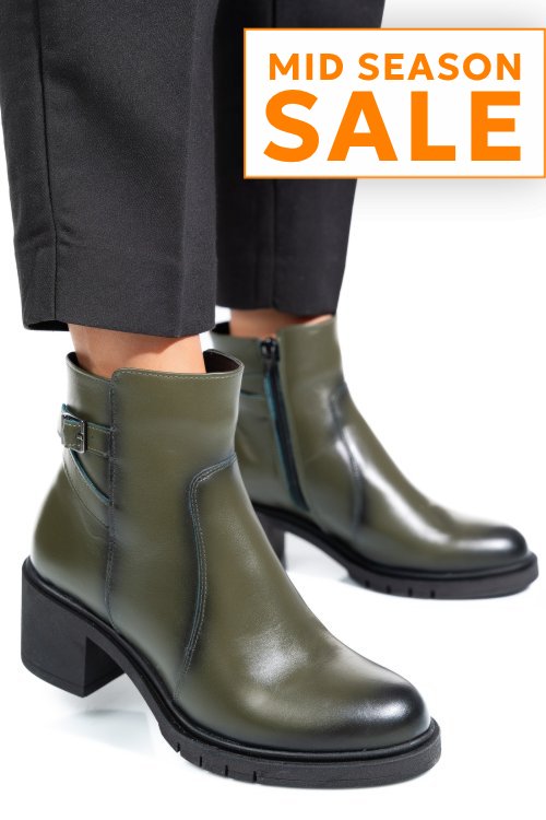 Botine dama piele naturala verzi 4s7726