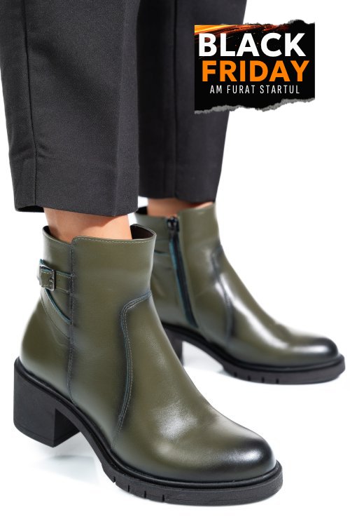 Botine dama piele naturala verzi 4s7726