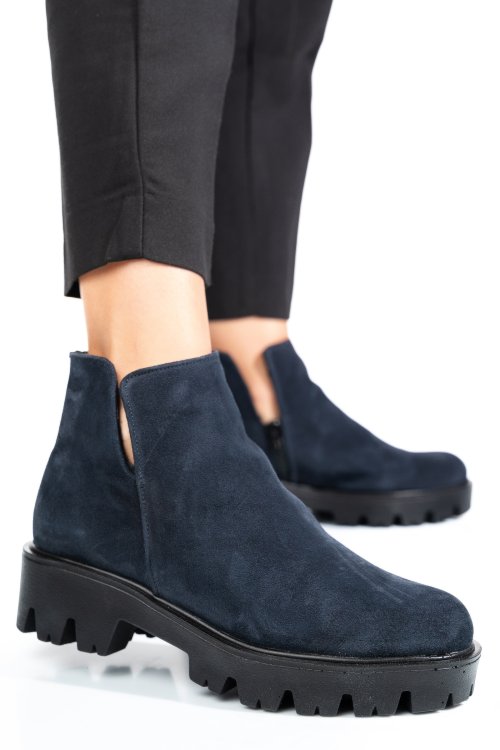 Ghete bleumarin piele naturala intoarsa 0s7724