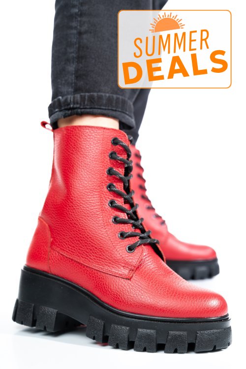 Ghete rosii piele naturala 1s7755