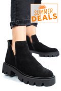 GHETE NEGRE PIELE NATURALA INTOARSA 0S7724