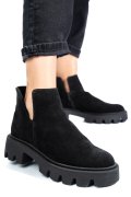 GHETE NEGRE PIELE NATURALA INTOARSA 0S7724