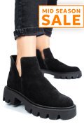 GHETE NEGRE PIELE NATURALA INTOARSA 0S7724