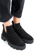GHETE NEGRE PIELE NATURALA INTOARSA 0S7724