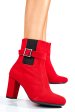 Botine dama piele naturala intoarsa rosii 7s7772
