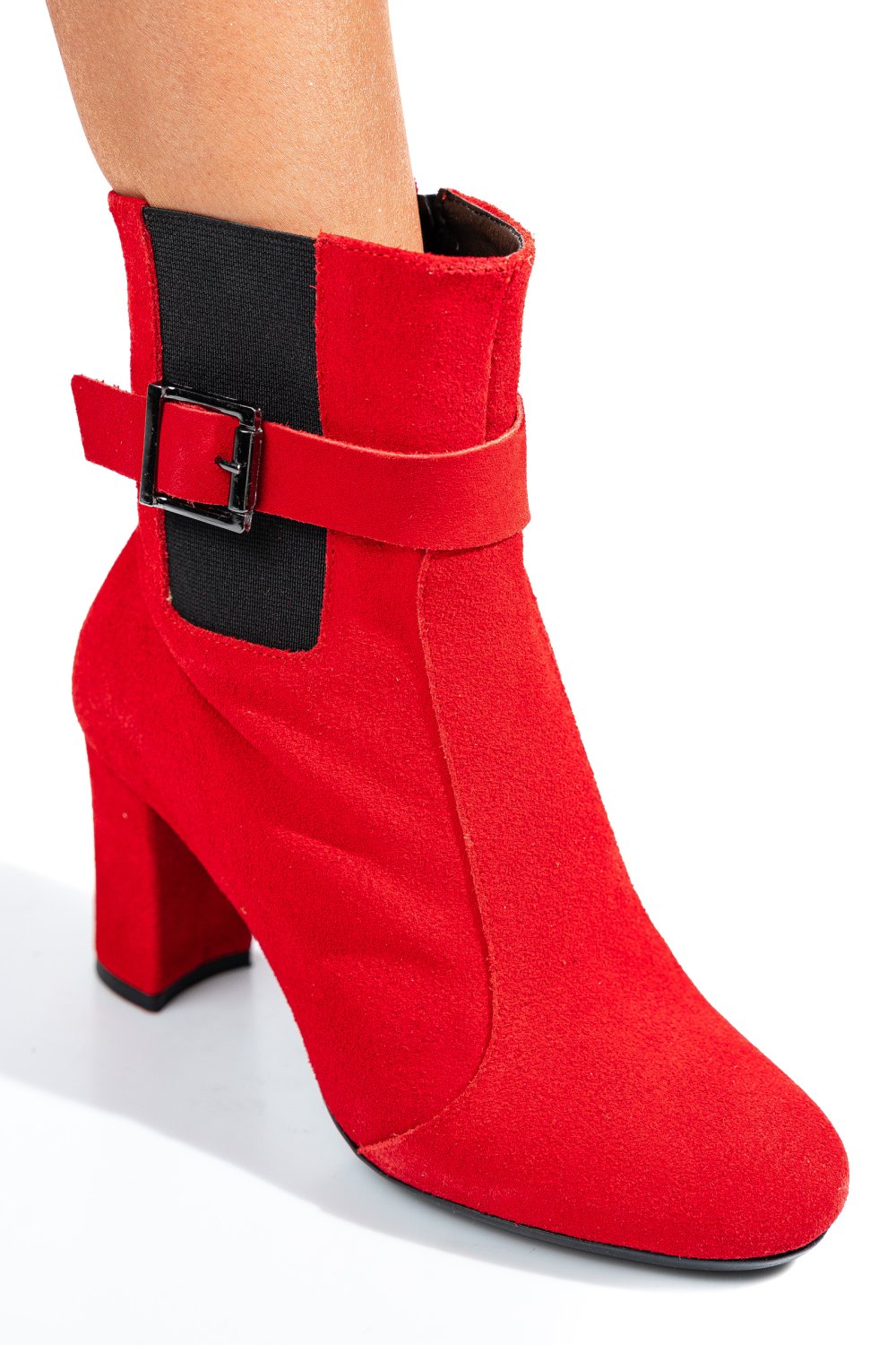 BOTINE DAMA PIELE NATURALA INTOARSA ROSII 7S7772