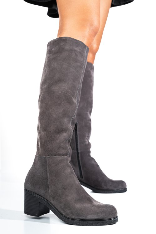 Cizme gri piele naturala intoarsa 8s7700