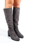 CIZME GRI PIELE NATURALA INTOARSA 8S7700