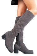 CIZME GRI PIELE NATURALA INTOARSA 8S7700