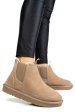 Ghete dama imblanite piele naturala intoarsa taupe 1s77208