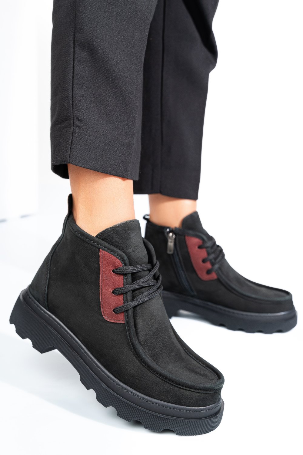 GHETE NEGRE PIELE NATURALA NABUK AKD5906