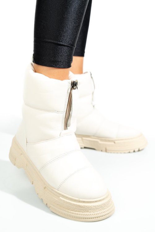 Ghete albe piele naturala apck4005