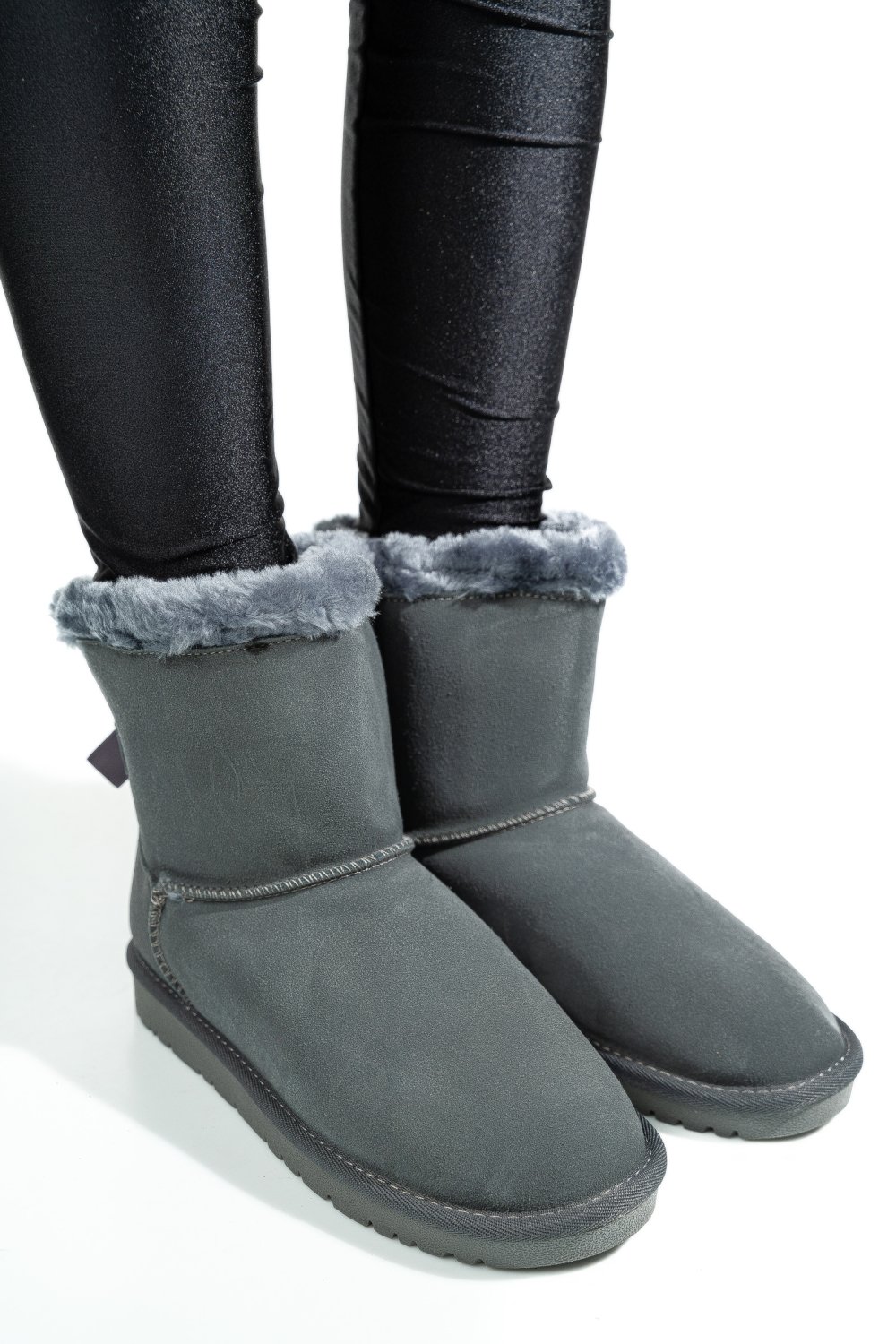 CIZME GRI PIELE NATURALA INTOARSA 8SP132