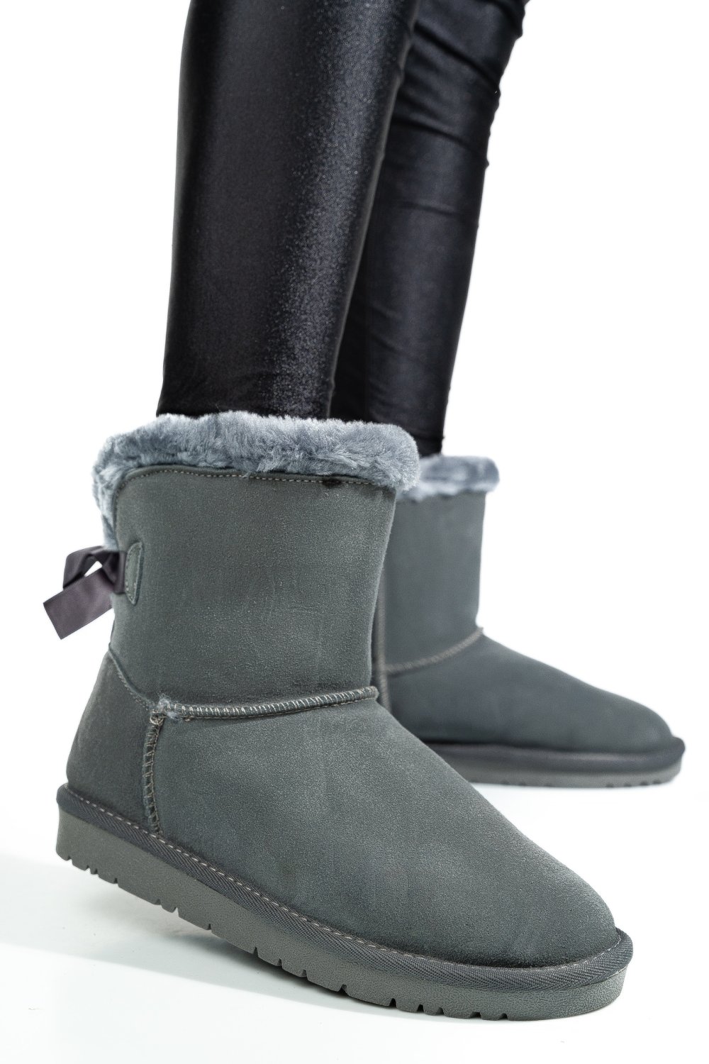 CIZME GRI PIELE NATURALA INTOARSA 8SP132