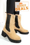 GHETE TAUPE PIELE NATURALA INTOARSA 1S770603