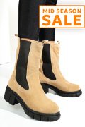 GHETE TAUPE PIELE NATURALA INTOARSA 1S770603