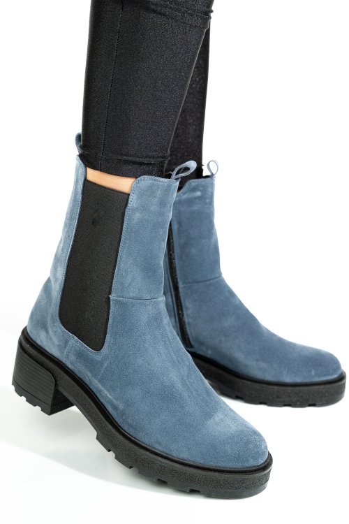 Ghete albastre piele naturala intoarsa 2s7724