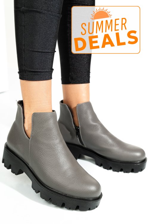 Ghete gri piele naturala 0s7724