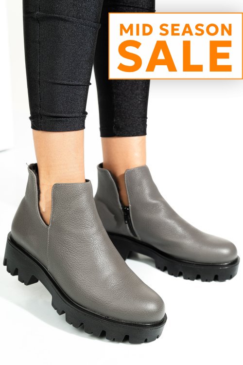 Ghete gri piele naturala 0s7724