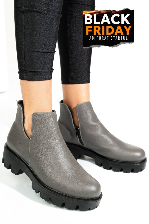 Ghete gri piele naturala 0s7724