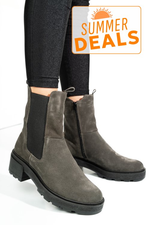 Ghete gri piele naturala intoarsa 2s7724